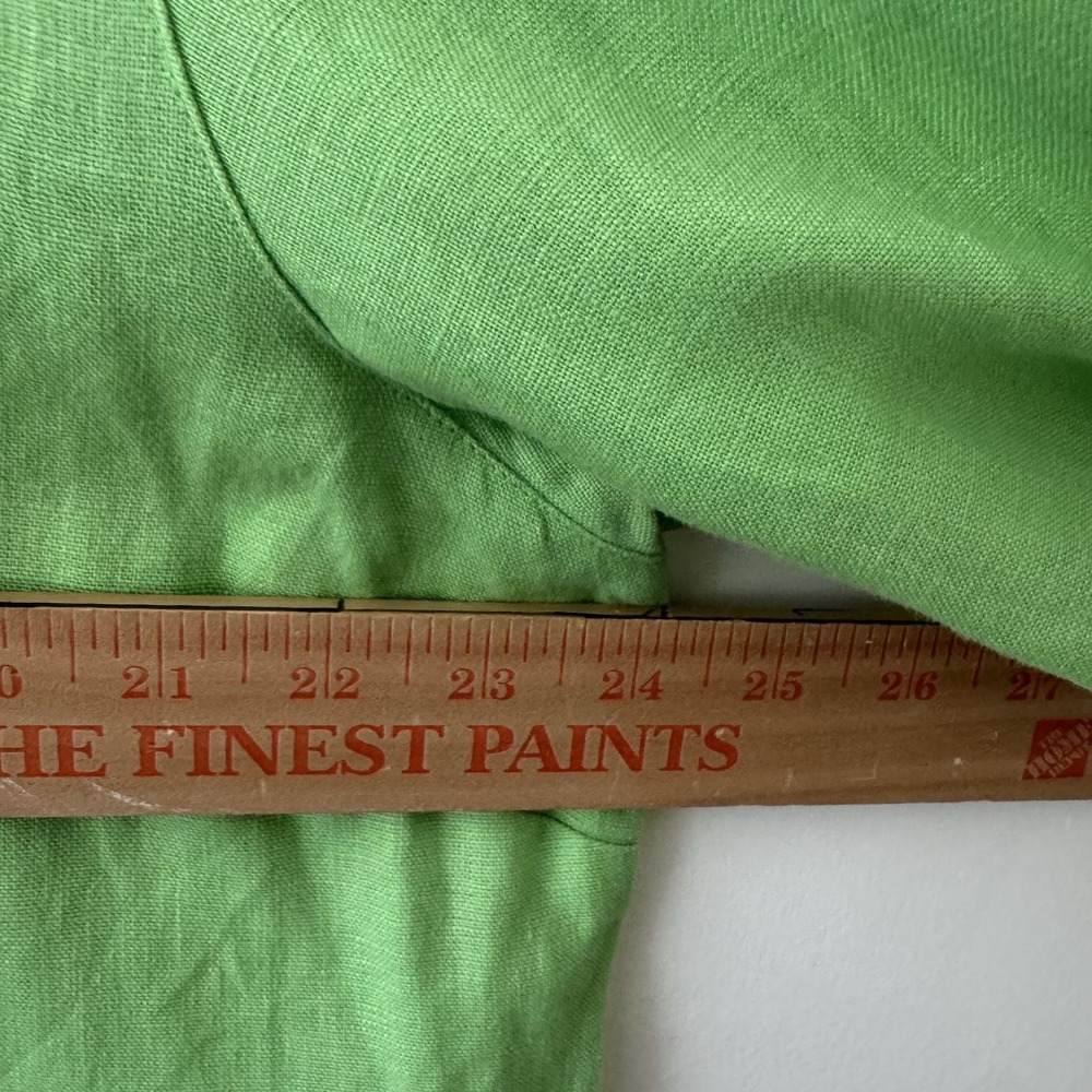 Chicos Lime 100% Linen Top Womens 3 (16/XL) Button Up Collared 3/4 Sleeve Shirt - Picture 7 of 8